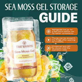 Allergen-free TrueSeaMoss gel label emphasizing safety and clean ingredients.