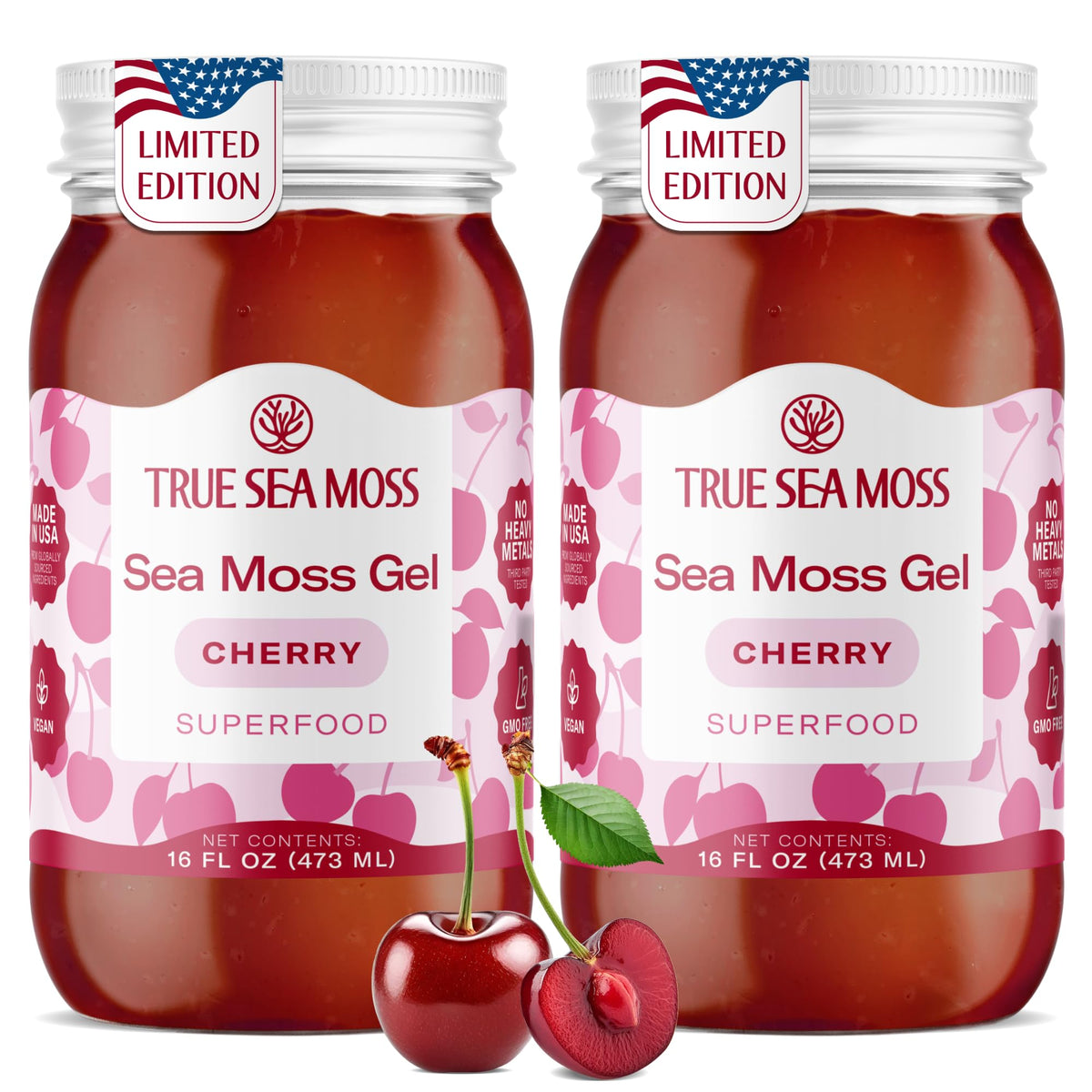 TrueSeaMoss cherry gel in a jar for daily wellness
