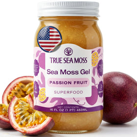 TrueSeaMoss sea moss gel with passion fruit in a jar for convenient daily wellness.