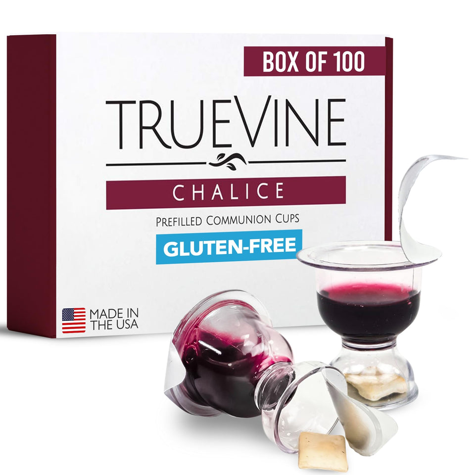 TrueVine chalice cups with prefilled wafers for ready-to-use communion