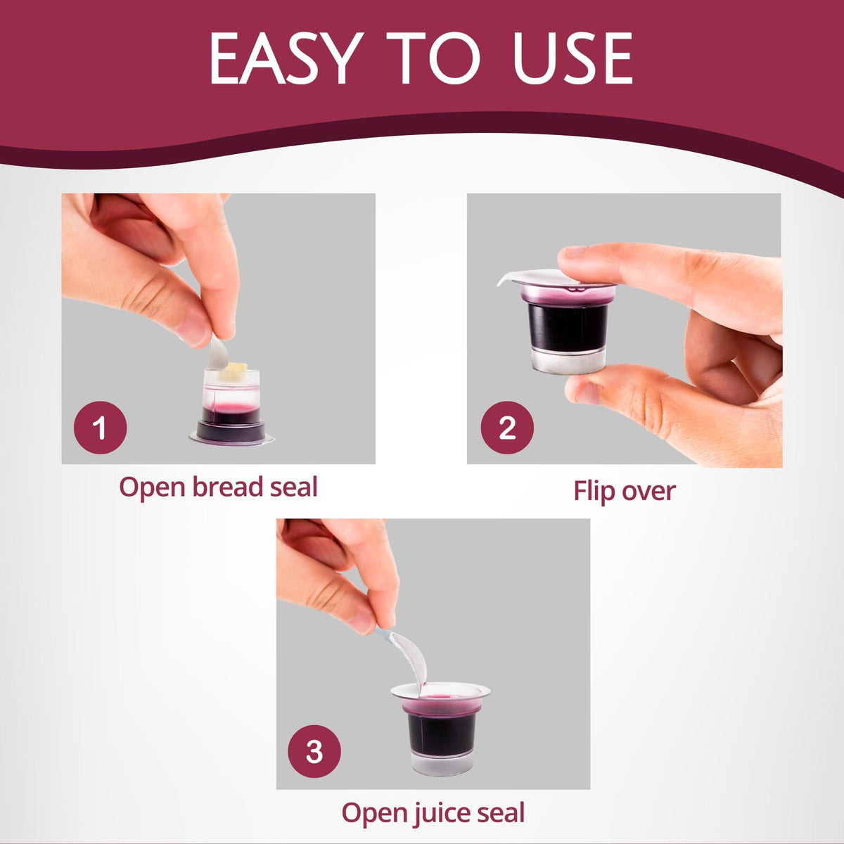 TrueVine easy-open silent-seal cups reduce spills during service.