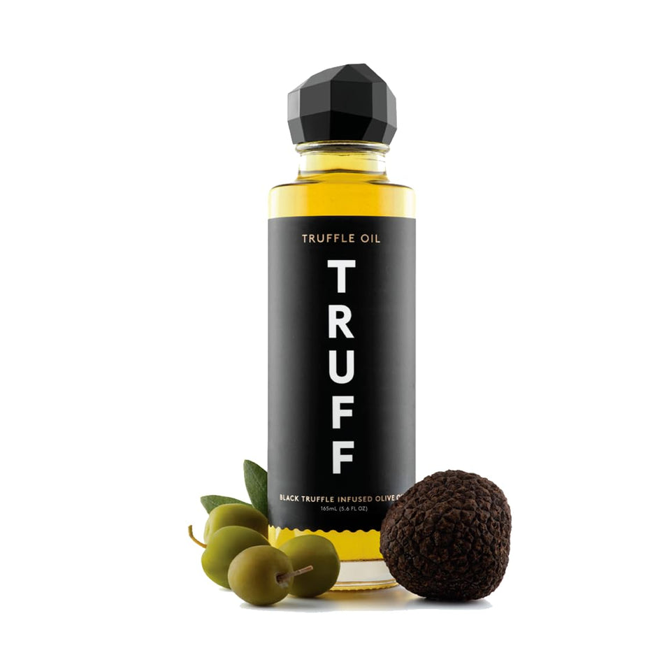 TRUFF Black Truffle Oil bottle ready to elevate pasta and salads with rich aroma.