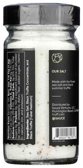 TRUFF Black Truffle Salt jar close-up with delicate truffle aroma