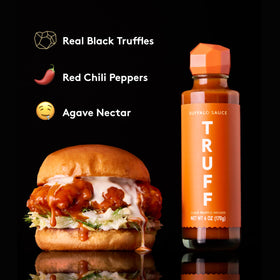 TRUFF Buffalo Sauce on a burger: elevates flavors with luxury hints of truffle.