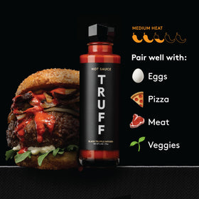 TRUFF Habanero Hot Sauce bottle; adds bright heat to tacos.