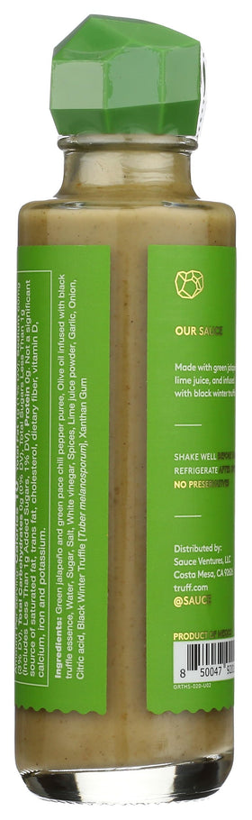TRUFF Jalapeño Lime bottle back label with clean ingredients emphasis
