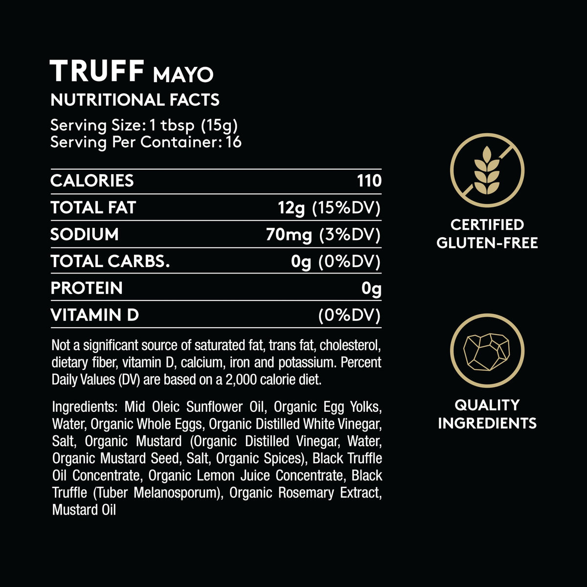 TRUFF Mayo cage-free eggs highlighted for quality.