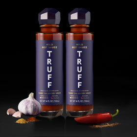 TRUFF Mild Hot Sauce 2-Pack bottle-side view highlights convenient everyday cooking.