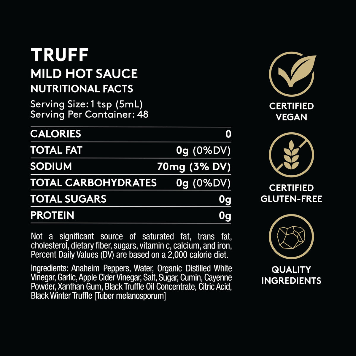 TRUFF Mild Hot Sauce 2-Pack glass-jar close-up conveys premium quality.