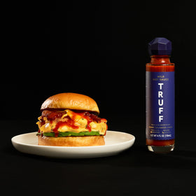 TRUFF Mild Hot Sauce 2-Pack label-detail emphasizes black truffle finish.