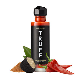 TRUFF Original Black Truffle Hot Sauce bottle cap highlights premium design and aromatics.