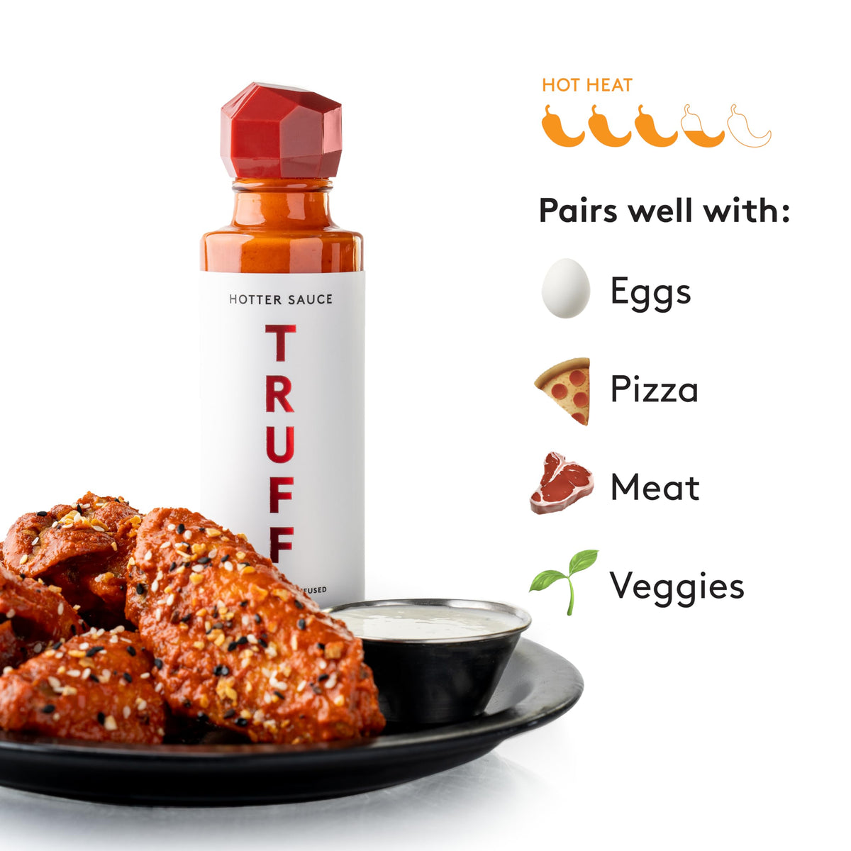 TRUFF White Hotter ingredients closeup, featuring white truffles and agave nectar.