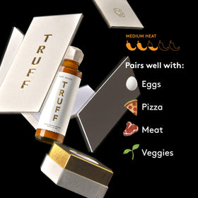 TRUFF White Truffle hot sauce jar on shelf enhances pantry staples