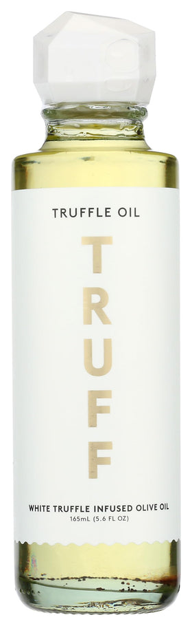 TRUFF White Truffle Oil bottle closeup, premium finishing flavor.