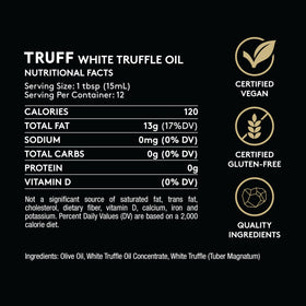 TRUFF White Truffle Oil seafood-finish pairs with light fish and shellfish.