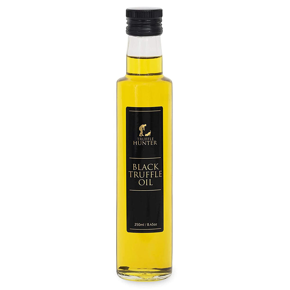 TruffleHunter black truffle oil bottle, premium flavor for finishing dishes.