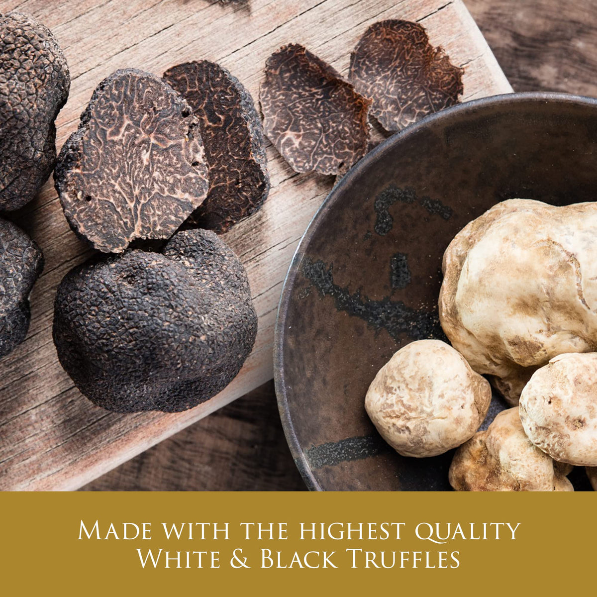 TruffleHunter English truffle oil bottle pour delivers smooth, nutty finish for dressings.