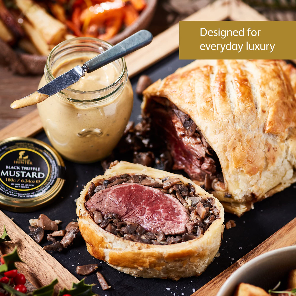 Vegan-friendly TruffleHunter mustard supports dairy-free and vegan meals.