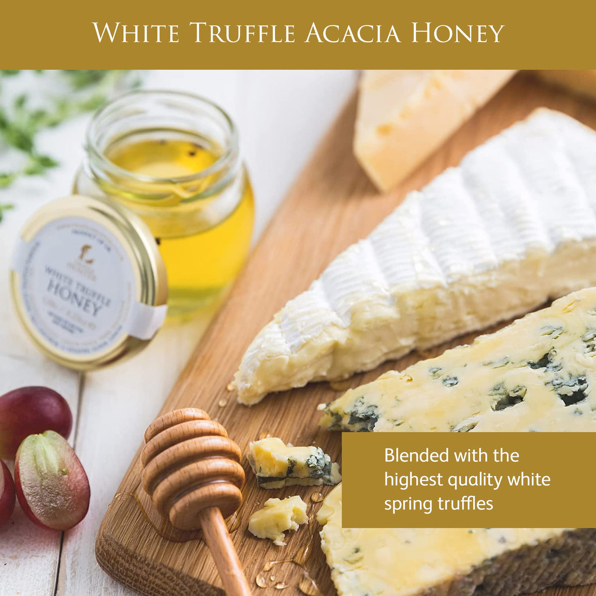 TruffleHunter white truffle honey spoon dip showcases drizzle-ready richness.