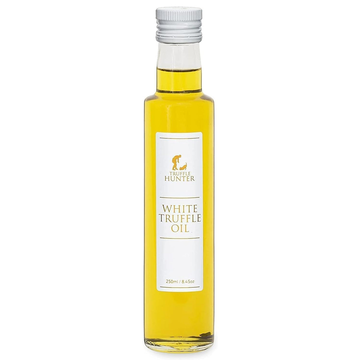 TruffleHunter white truffle oil bottle pour with earthy aroma.