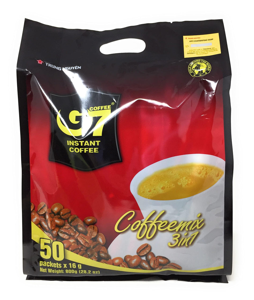 Trung Nguyen G7 3-in-1 coffee packet for fast, premium coffee on the go