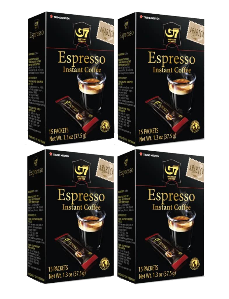Trung Nguyen G7 instant coffee espresso packets for quick, rich mornings.