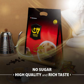 Travel-friendly G7 Pure Black packets ideal for on-the-go energy.