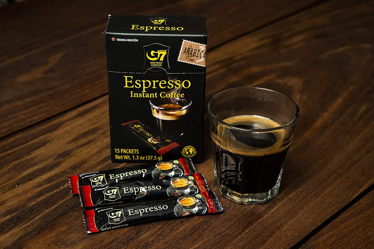 Trung Nguyen G7 single-serve packets dissolve quickly for fast brew.