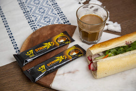 Trung Nguyen G7 Strong X2 origin Buon Ma Thuot beans imagery highlights sustainable sourcing.