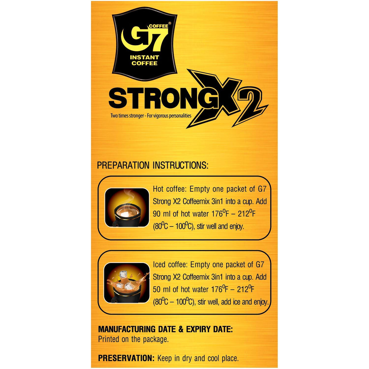 Trung Nguyen G7 Strong X2 cup being poured with bold flavor ready in minutes.