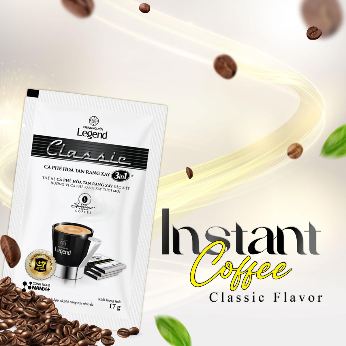 TRUNG NGUYEN Legend Classic cup with steam evokes rich aroma and focus-friendly energy