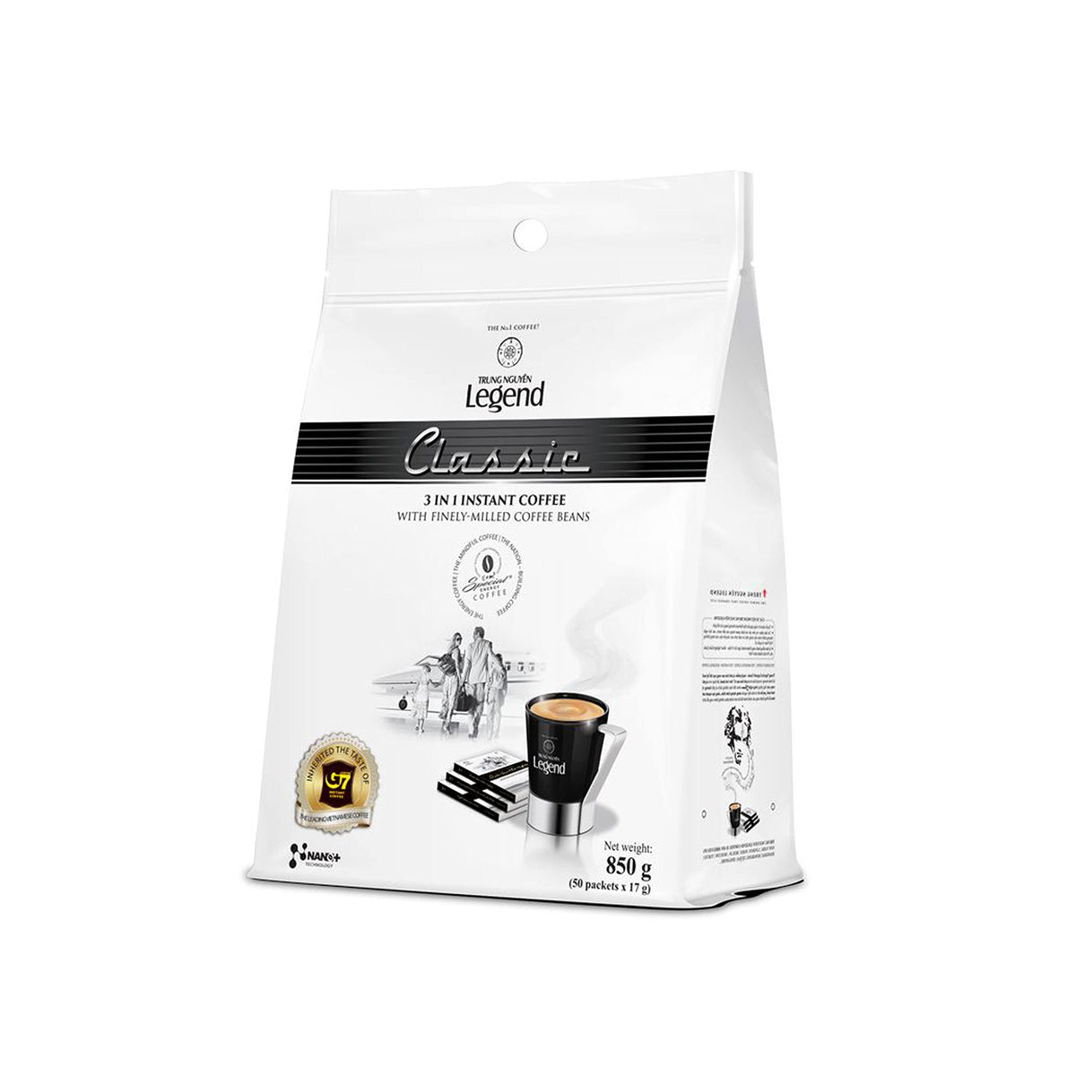 TRUNG NGUYEN Legend Classic pack side highlighting convenient single-serve sachets