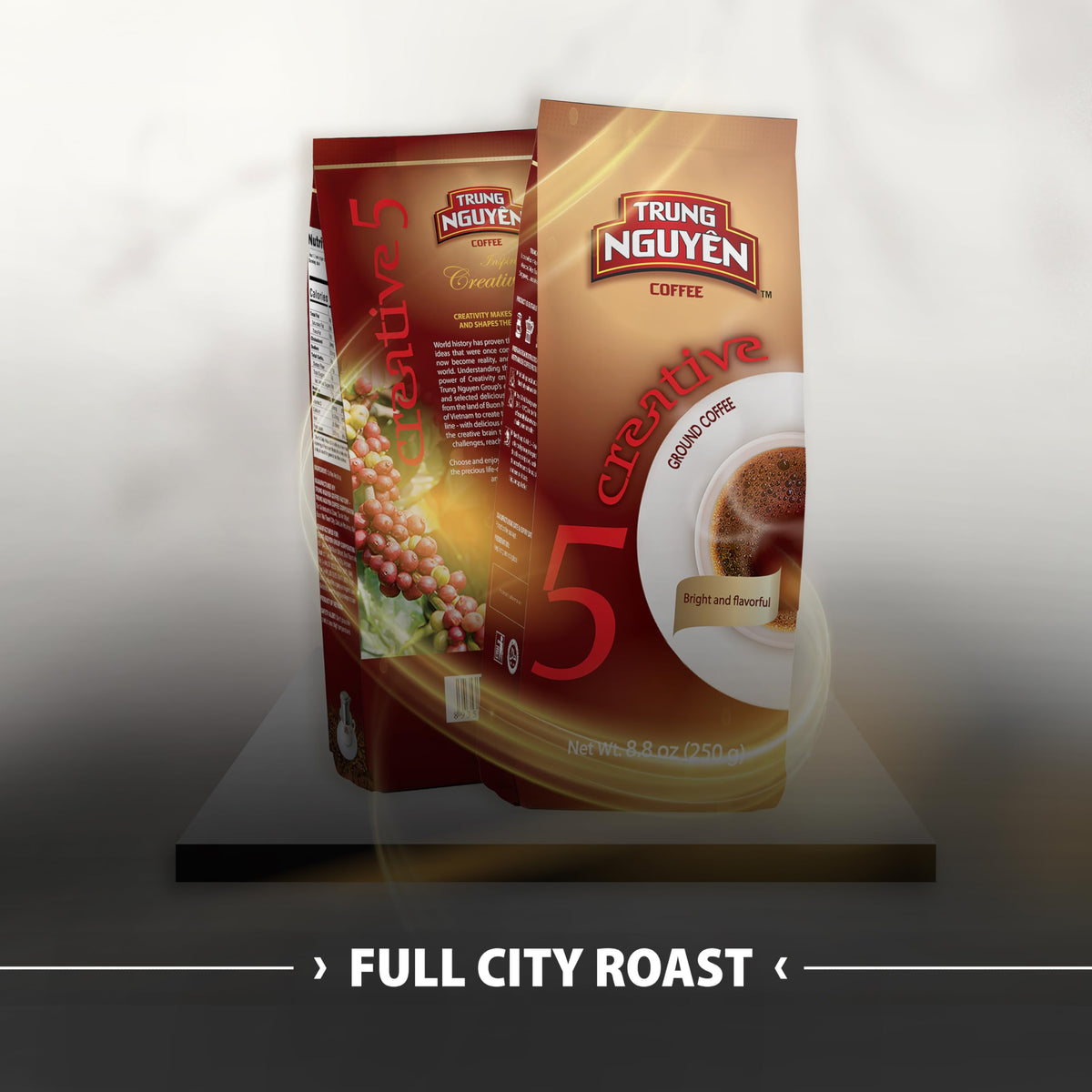 TRUNG NGUYEN Legend Creative 5 aroma closeup emphasizing cereal notes and balance.