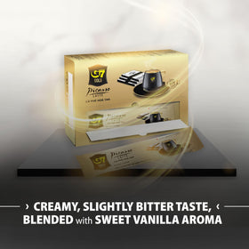 TRUNG NGUYEN Legend G7 Gold Picasso Latte packaging shows 14 sticks for easy prep.