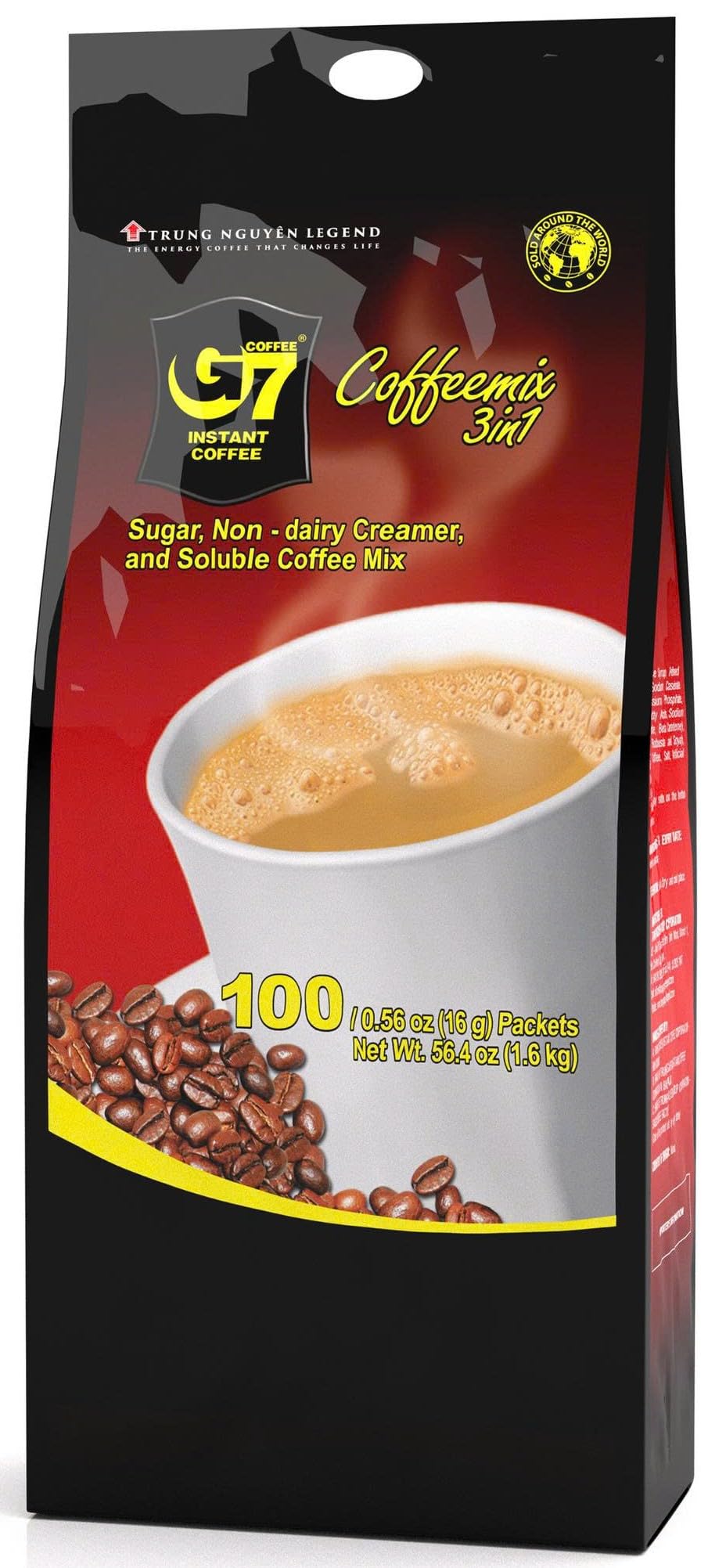 TRUNG NGUYÊN Legend G7 pack with 100 instant coffee sticks for quick brews.