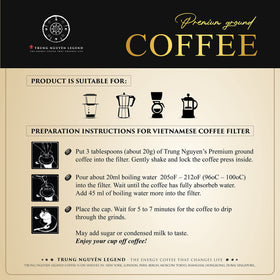 TRUNG NGUYEN LEGEND Gourmet Blend French roast aroma in a cup ready to enjoy
