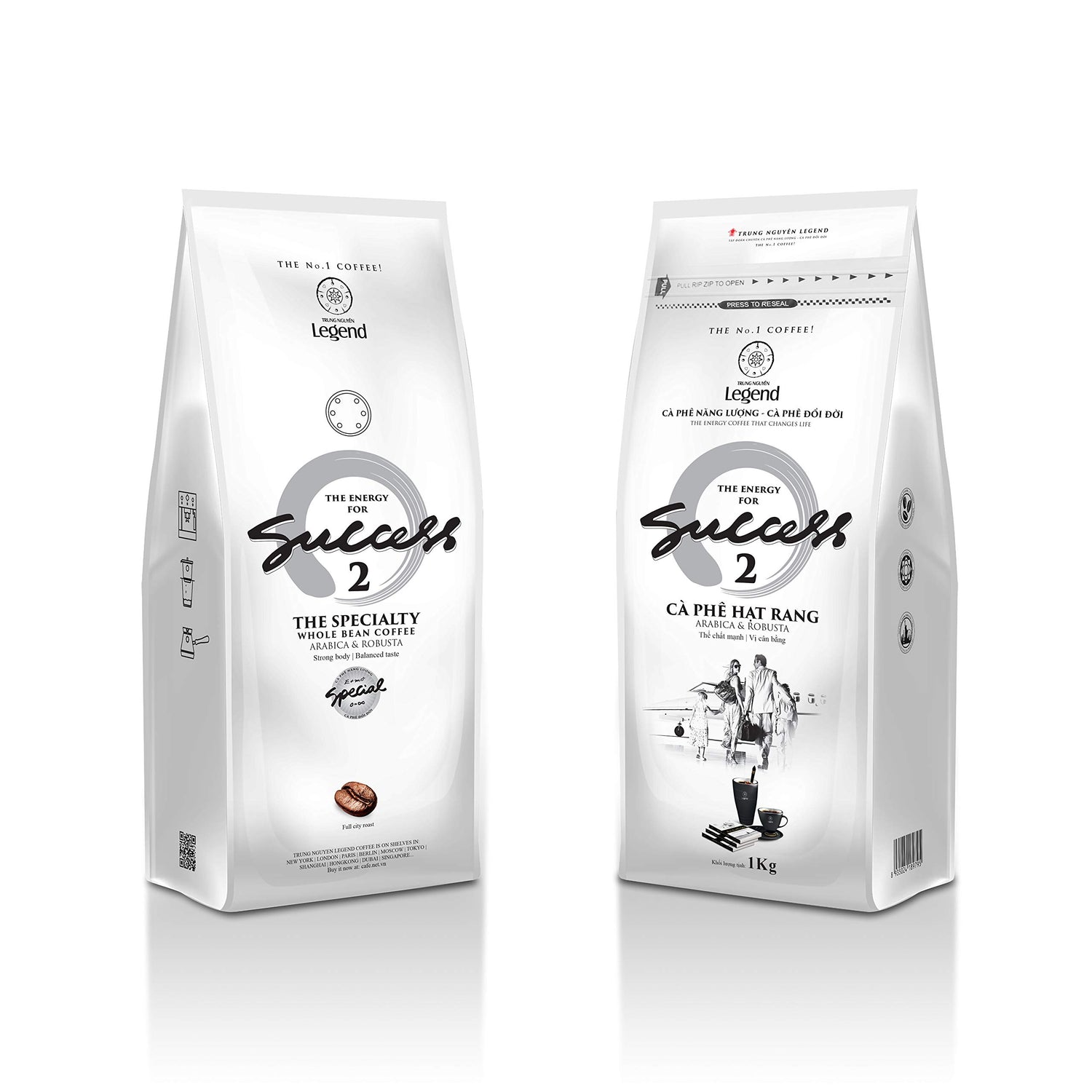 TRUNG NGUYEN Legend Success 2 bag of whole beans for home brewing and fresh aroma.