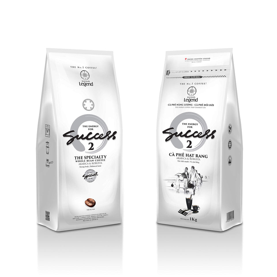 TRUNG NGUYEN Legend Success 2 bag of whole beans for home brewing and fresh aroma.