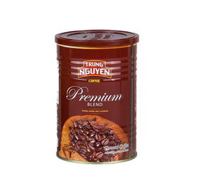 Trung Nguyen Premium Blend can shows premium packaging for bold mornings.