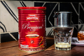 Fragrant aroma fills the kitchen when brewing Trung Nguyen Premium Blend.