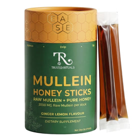 Trusted Rituals Mullein Honey Sticks packaging for convenient on-the-go wellness.