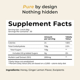 Raw honey infusion offers throat-soothing sweetness and comfort.