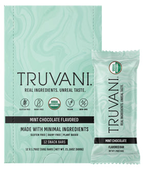 Truvani chocolate mint bar pack for on-the-go energy and vegan nutrition