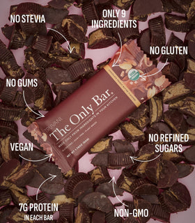 Truvani organic ingredients close-up featuring chocolate and almonds