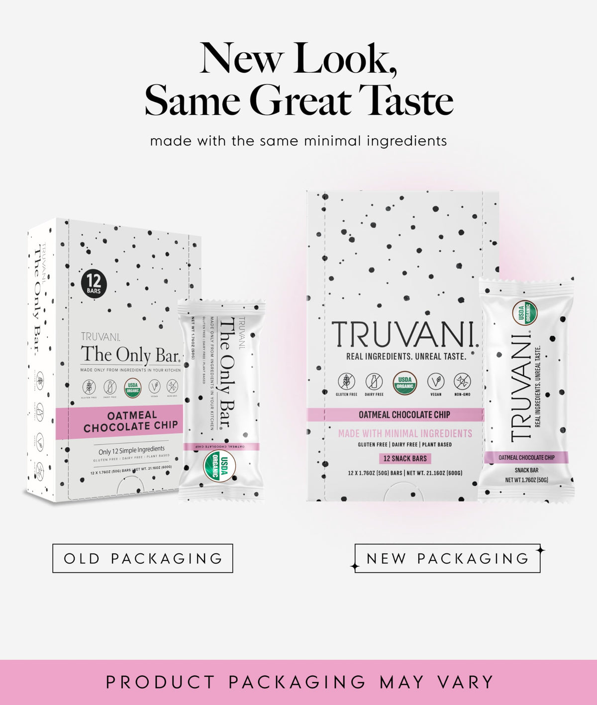 Truvani bar displaying gluten-free and dairy-free labels