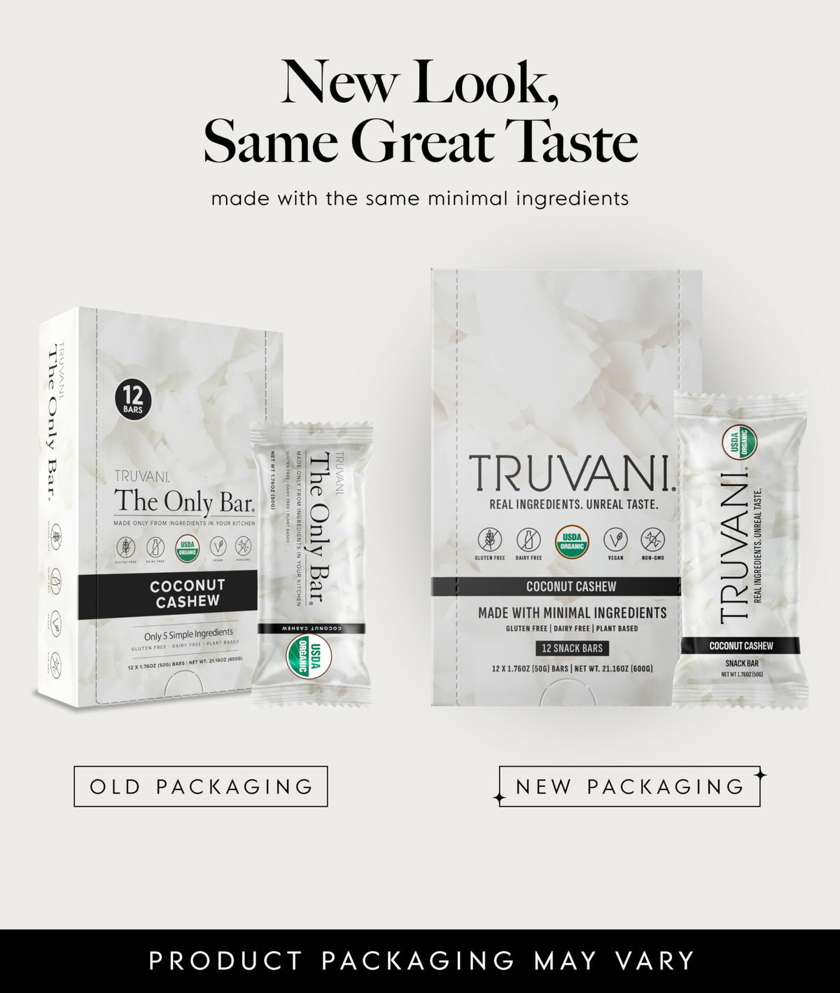 Truvani bar with organic seal appeals to organic-focused shoppers seeking clean nutrition.