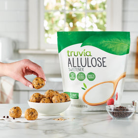 Truvia Allulose coffee cup highlights sugar substitute in hot drinks.