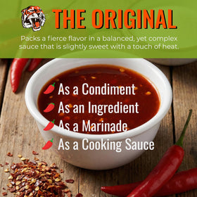 Try Me Tiger Sauce Original closeup highlights cayenne and sweetness ideal for sandwiches.