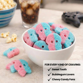 Try New Treats BUBS Bubblegum Skulls resealable bag—great for on-the-go cravings.