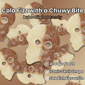 Cola flavor offers bold soda taste with a tangy twist in every skull.
